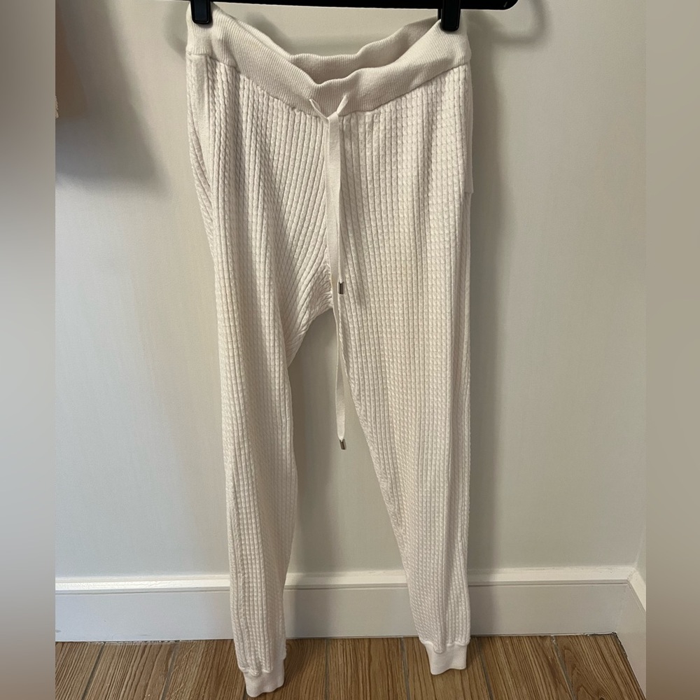 Danielle Bernstein White Knit Sweatpants